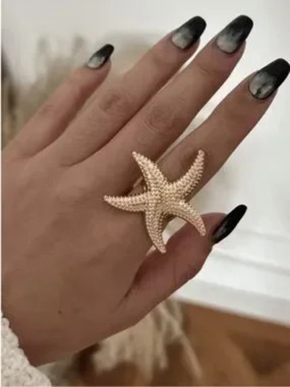 Modern Gold Adjustable Starfish Ring